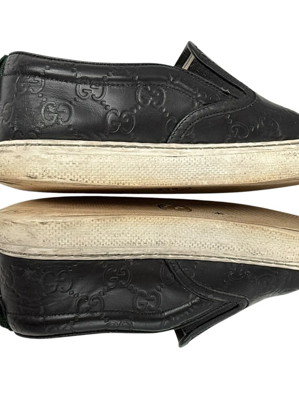 Gucci Men's GG Embossed black Leather Slip-On Sneakers loafers size 5